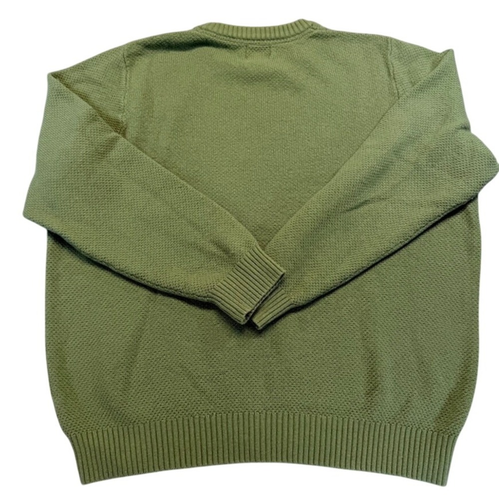 LL Bean Mens Olive Green Wool Blend Waffle Crewneck Sweater L Chunky Heritage - Picture 6 of 6